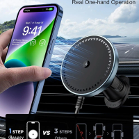 UYUXIO Magnetic Car Mount Phone Holder 15W Fast Charge Air Vent Strong Magnet Wireless Car Charger for iPhone 16 15 14 12 13