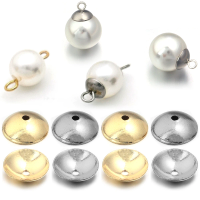 50-100pcs/lot Stainless Steel Round Bead Caps Pearl Beads Ball Tip Cover Spacer For Jewelry Making DIY Accessories Supplies