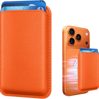 Powerful magnetic leather Mag-Safe card holder for the iPhone series, compatible with iPhone 17/16/15/14/13/12 and Pro/Pro Max