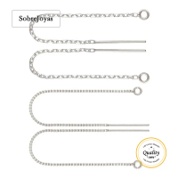 925 Sterling Silver Threader Earrings Components 65/80mm DC Cable Chain Box Chain with Ring Loop Ear Jewelry Findings