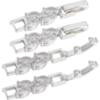 1 Box 6Pcs Bracelet Extender Clasp Leaves Shape Cubic Zirconia Silver Fold Over Clasps Watch Band Extension Clasp for Jewelry