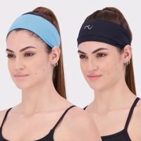 Kit 2 Heandbands Snugg Running Poliamida Preta e Azul