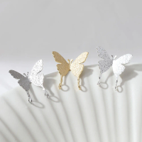 4PCS Dainty Butterfly Ear Studs Jewelry Making Earrings Components DIY Brass 14k Gold Plated Accessories 17*16mm