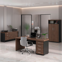 Conjunto de Mesa com 2 Armários de Escritório Executiva 4 PT 7 GV Marrom e Preto