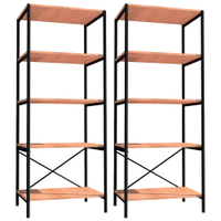 Kit 2 Estantes Livreiro Multiuso Estilo Industrial 150cm 5 Prateleiras Trento Preto Fosco - Artefamol