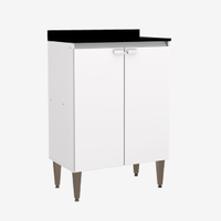 Armário Gabinete Branco Moderno Para Cozinha Balcão Espaçoso Com 2 Portas e Pés Gs