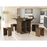 Mesa Dobrável Jeff com Bancos | Banquetas Castanho