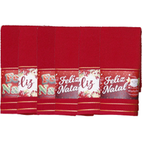 Kit 6 Toalha Lavabo Natalina Jacquard 30x45cm Vermelho