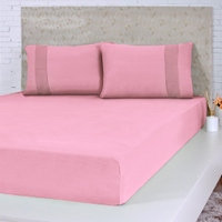 Jogo de Cama Casal Malha 3 Pçs Bella Cama 100% Algodão 138x188x30cm Coral