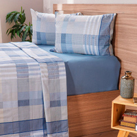 Jogo de Cama Solteiro Cotton Touch 3 Peças 88x188x30cm Braga