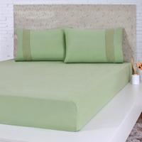 Jogo de Cama Queen Malha 3 Pçs Bella Cama 100% Algodão 158x198x35cm Verde
