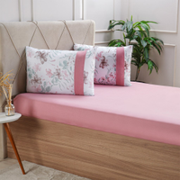 Jogo de Cama King Malha 3 Pçs Bella Cama New 190x200cm Rosa