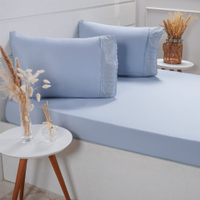 Jogo de Cama King Broderie 3 Pçs Bordado Inglês 193x203x40cm Blue