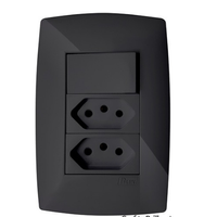 Cj Interruptor Paralelo + Tomada Dupla 10A 4X2 - Blux Home Grafite