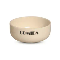 Comedouro Porcelana Marmorado Médio Bege - 390 ml