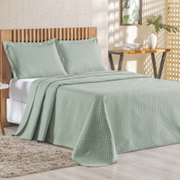 Cobre Leito Queen Bouti Mavie Geométrico Micropercal 180 Fios 3 Peças - Verde Malva