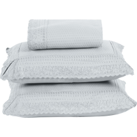 Colcha Queen Home Paris com Bordado Inglês Micropercal 300 Fios Toque de Algodão 3 Peças - Branco