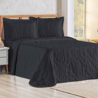 Cobre Leito Queen Bouti Mavie Floral Micropercal 180 Fios 3 Peças - Preto
