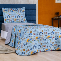 Colcha Solteiro Bouti Kids Dupla Face Estampado 2 Peças - Game