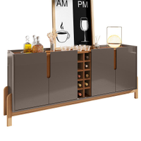 Buffet Aparador Lizz 190cm 4 Portas com Adega Cinza Pérola/Cedro - Casa D