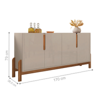 Buffet Agnes Off White/Cedro 4 Portas com Detalhe Curvo