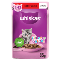 Ração Úmida Whiskas Sachê Carne ao Molho Gatos Filhotes - 85 g