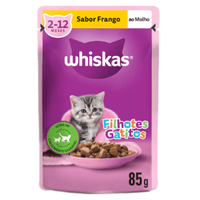 Ração Úmida Whiskas Sachê Frango ao Molho Gatos Filhotes - 85 g