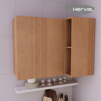 Armário Aéreo de Canto Reto de Cozinha Herval Denver, 1 Porta, Freijó Rocks, 92 cm