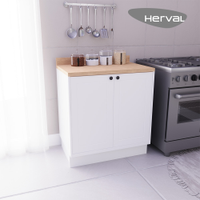 Balcão de Cozinha 2 Portas Herval Liz, Branco 80 cm