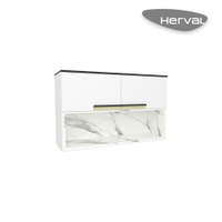 Armário Aéreo de Cozinha Com Nicho Herval Manhattan, MDP, 2 Portas, Branco Ártico/Calacatta