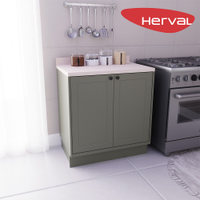 Balcão de Cozinha 2 Portas Herval Liz, Verde 80 cm