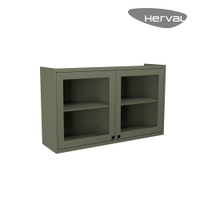Armário Aéreo MDF Herval Viana, com Vidro, 2 Portas, Verde Hill, 120 cm