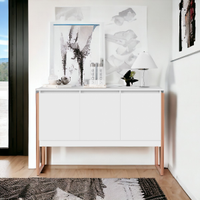 Aparador Buffet para Sala Industrial Oslo Branco Cobre