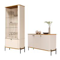 Conjunto Buffet e Cristaleira Rouxinol Off White Nature Preto