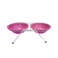 Comedouro Duplo com Suporte Royale Rosa - P