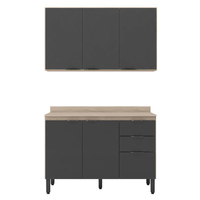 Cozinha Modulada Composição 10 Firenze 2 Peças Avena/Grafito - Demóbile
