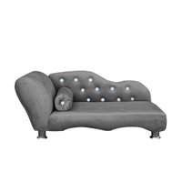 Cama Caminha Divã Pet Veludo Strass Cinza Dvinn