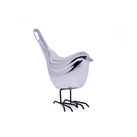 Pássaro Decorativo em Cerâmica Prata 9x9x5 cm - D'Rossi