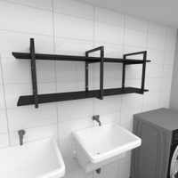 Prateleira industrial para lavanderia aço cor preto prateleiras 30 cm cor preto modelo ind05plav