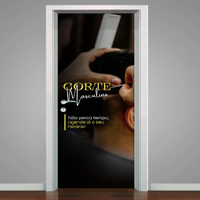Adesivo de Porta para Barbearia Corte Masculino-83X210Cm