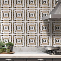 Adesivos de Azulejos Ladrilhos Cartela Mármore Dourado e Branco 17-20x20cm