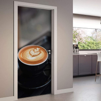 Adesivo de Porta Cappucino com Desenho de Coração-83X210Cm