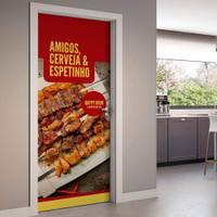 Adesivo de Porta Amigos, Cerveja e Espetinho-83X210Cm