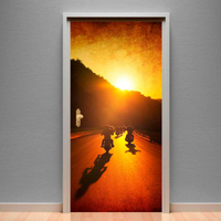 Adesivo para Porta Paisagem 21 Motos Pôr do Sol-83X210Cm