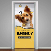 Adesivo de Porta para Pet Shop Já Agendou Meu Banho?-63X210Cm