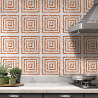 Adesivos de Azulejos Ladrilhos Cartela Mármore Laranja e Branco 19-20x20cm