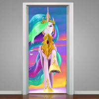 Adesivo para Porta Unicórnio Colorido-73X210Cm