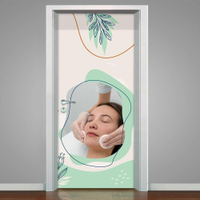 Adesivo de Porta Estética Fundo Minimalista Tom de Verde-73X210Cm