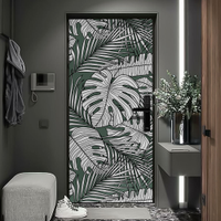 Adesivo de Porta Folhas Tropicais Verdes-83X210Cm