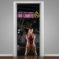 Adesivo de Porta para Academia Leve o Seu Corpo Ao Limite-73X210Cm